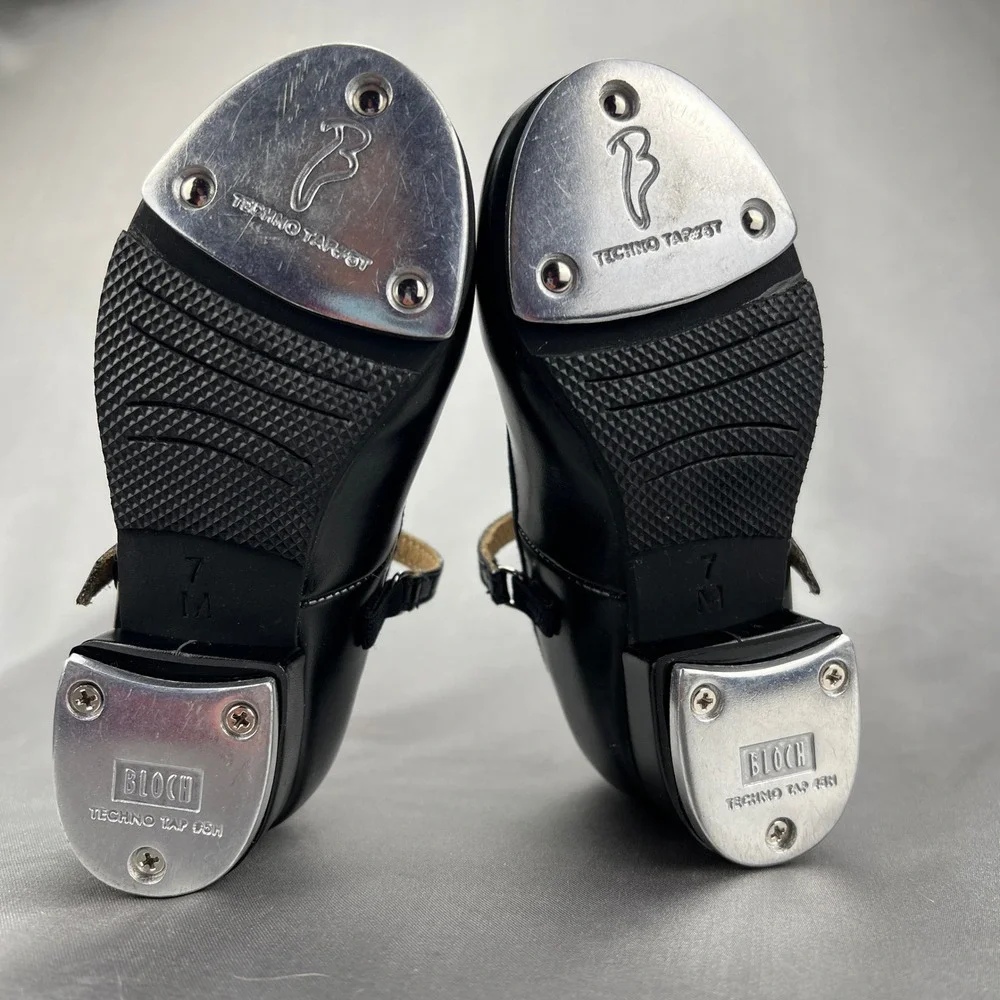 Bloch Techno Tap Black Mary Jane‎ Dance Shoes Kids Size 7M Buckle Strap Low Heel